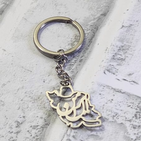 Iran Map Keychain with "My Iran" Calligraphy - Stainless Steel Silver Keychain - Image 4