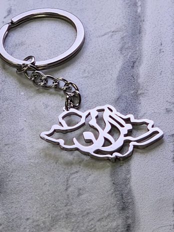 Iran Map Keychain with “My Iran” Calligraphy – Stainless Steel Silver Keychain