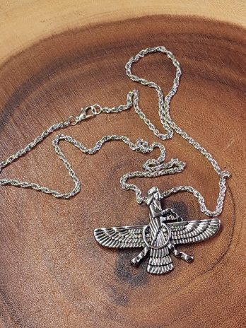 Faravahar فروهر Necklace Pendant – Spiritual Zoroastrian Jewelry, Zinc Alloy Pendant for Faith & Protection