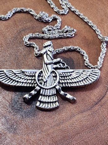 Faravahar فروهر Necklace Pendant – Spiritual Zoroastrian Jewelry, Zinc Alloy Pendant for Faith & Protection