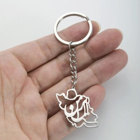 Iran Map Keychain with "My Iran" Calligraphy - Stainless Steel Silver Keychain - Image 3