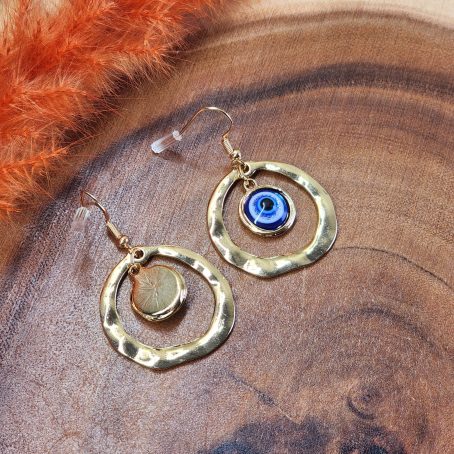 Round Devil's Eye Earrings - Gold-Tone Stainless Steel | Bold & Protective Jewelry - Image 4