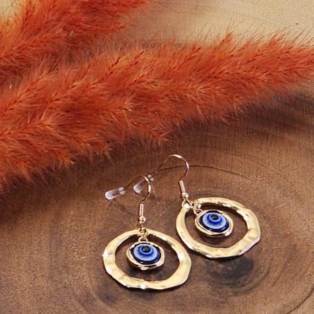 Round Devil's Eye Earrings - Gold-Tone Stainless Steel | Bold & Protective Jewelry